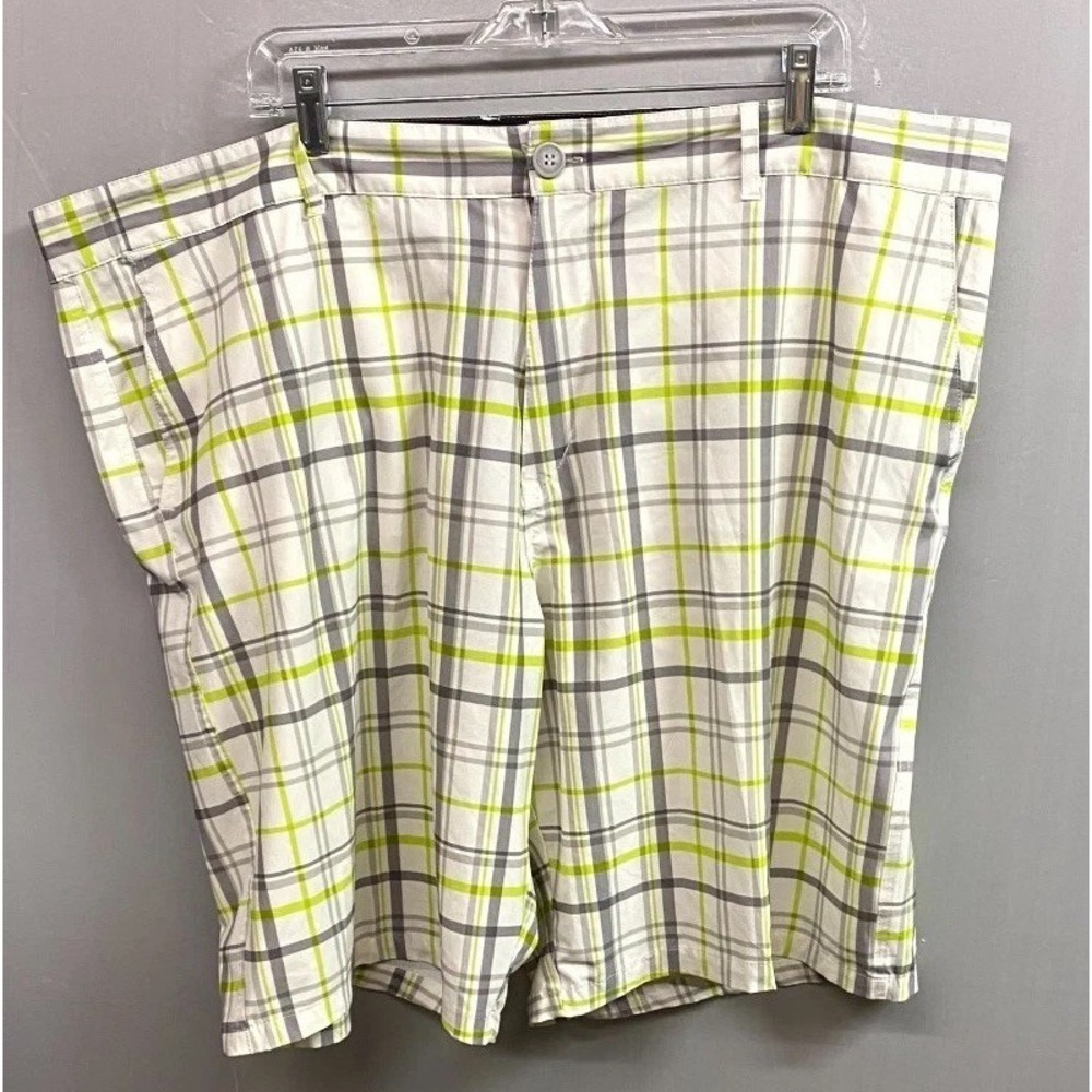 Ocean Pacific Shorts Mens 46 Yellow Plaid 4 Way Stretch Performance Classic